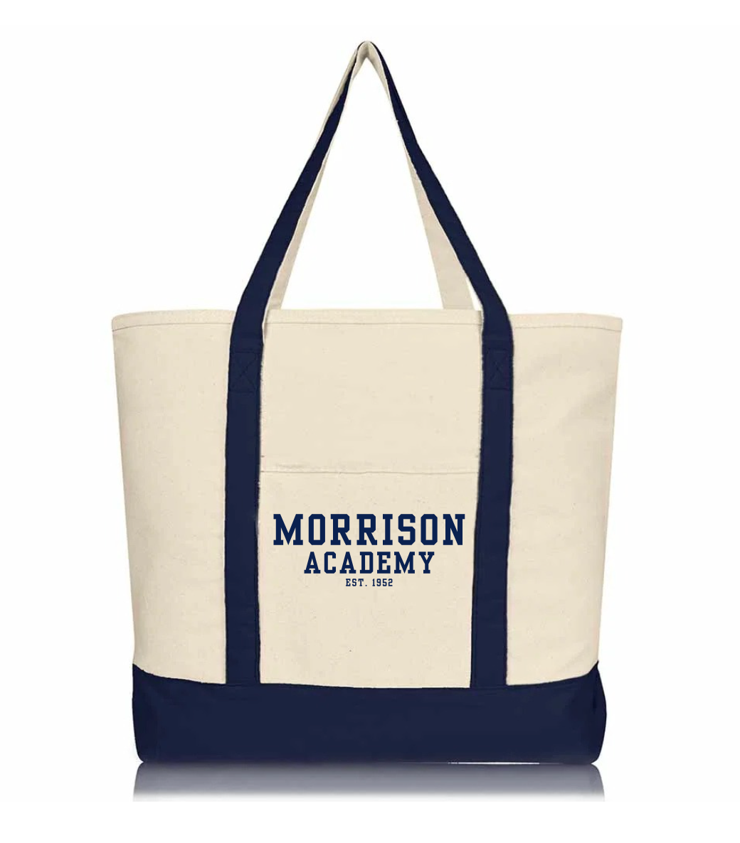 EMBROIDERED CANVAS TOTE BAG WITH ZIPPER