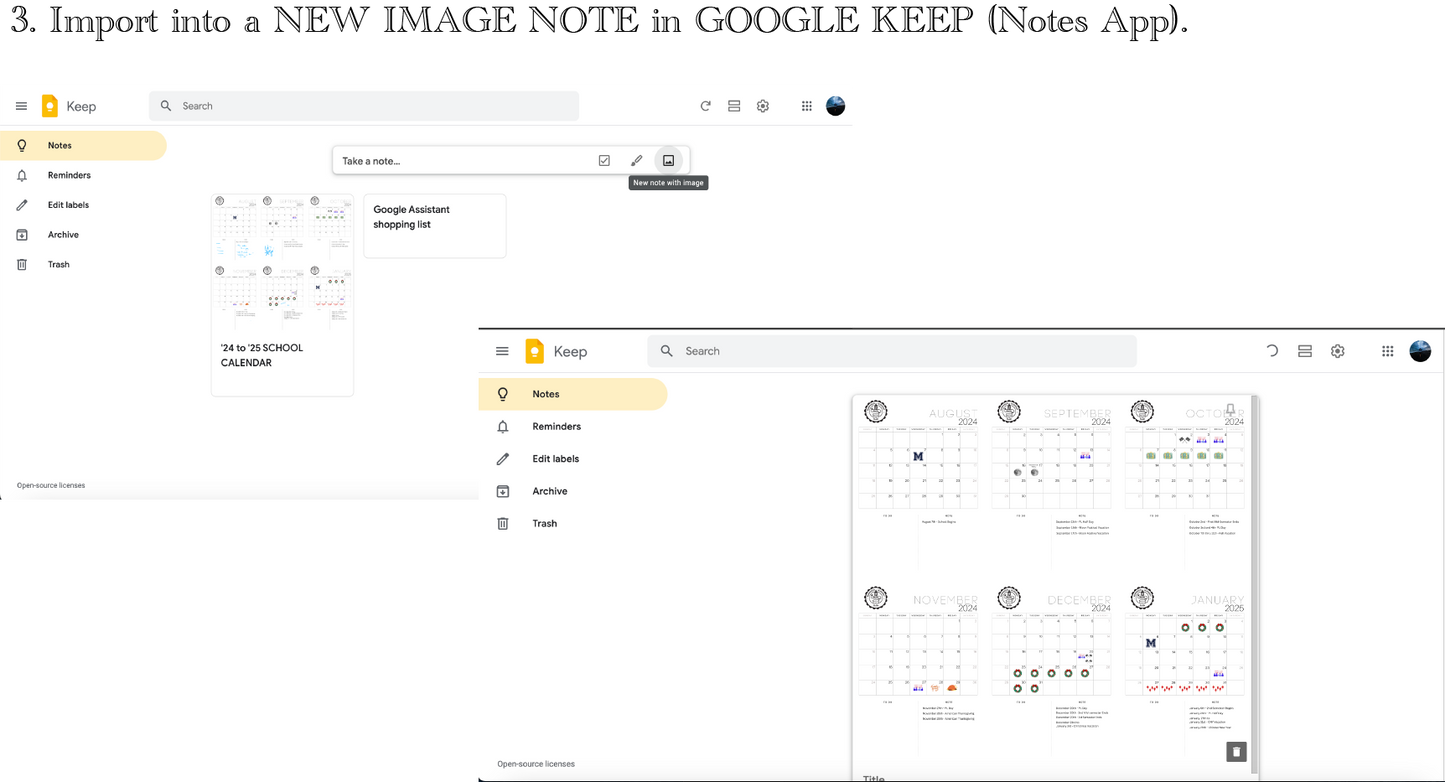 2024 TO 2025 SCHOOL CALENDAR - PERSONALIZE AND WRITE - FULLY CUSTOMIZABLE CALENDAR