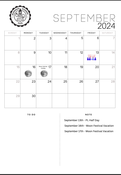 2024 TO 2025 SCHOOL CALENDAR - PERSONALIZE AND WRITE - FULLY CUSTOMIZABLE CALENDAR