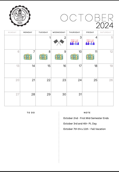 2024 TO 2025 SCHOOL CALENDAR