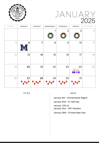 2024 TO 2025 SCHOOL CALENDAR